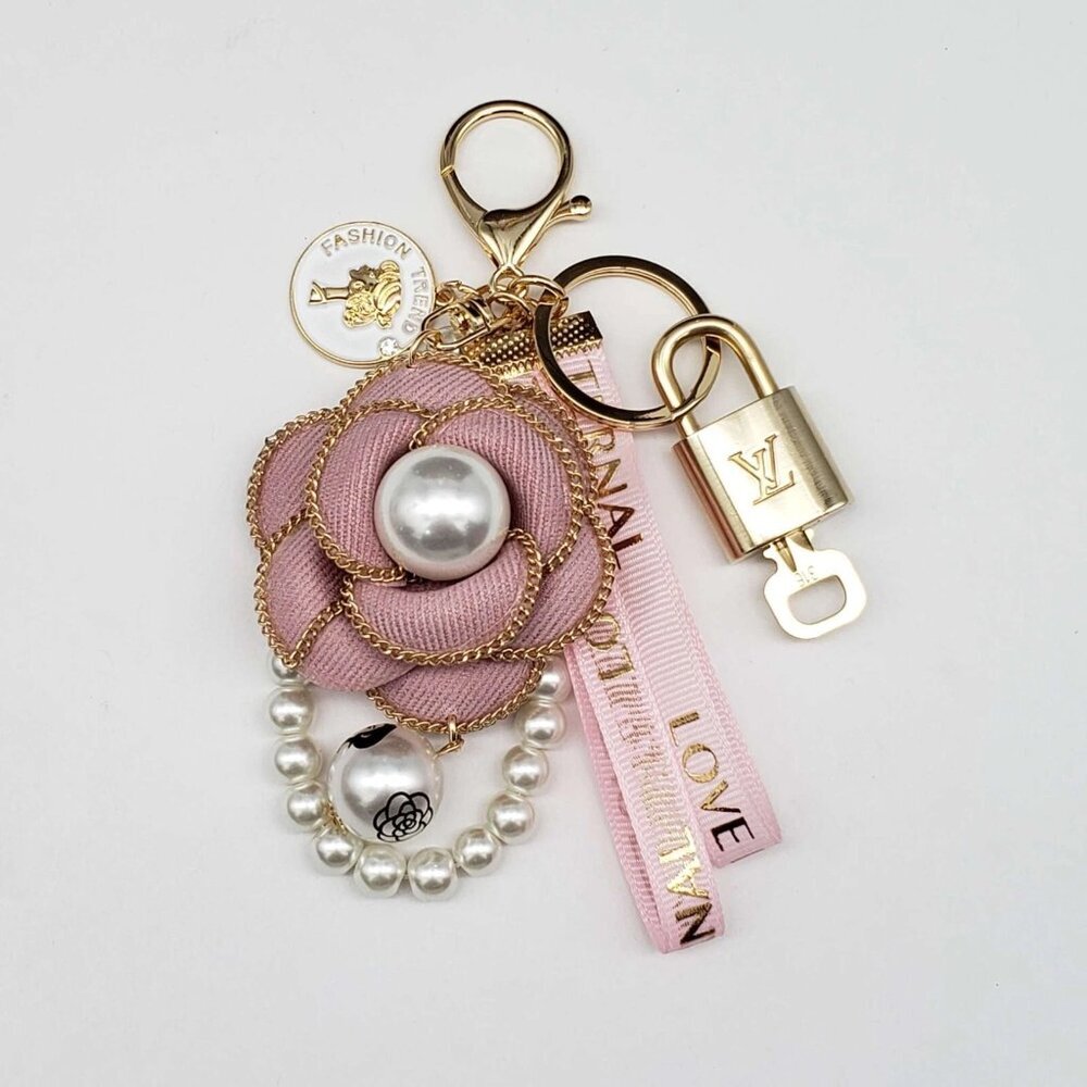 Authentic Louis Vuitton Lock & Key with unbranded Flower Bagcharm, Keycharm